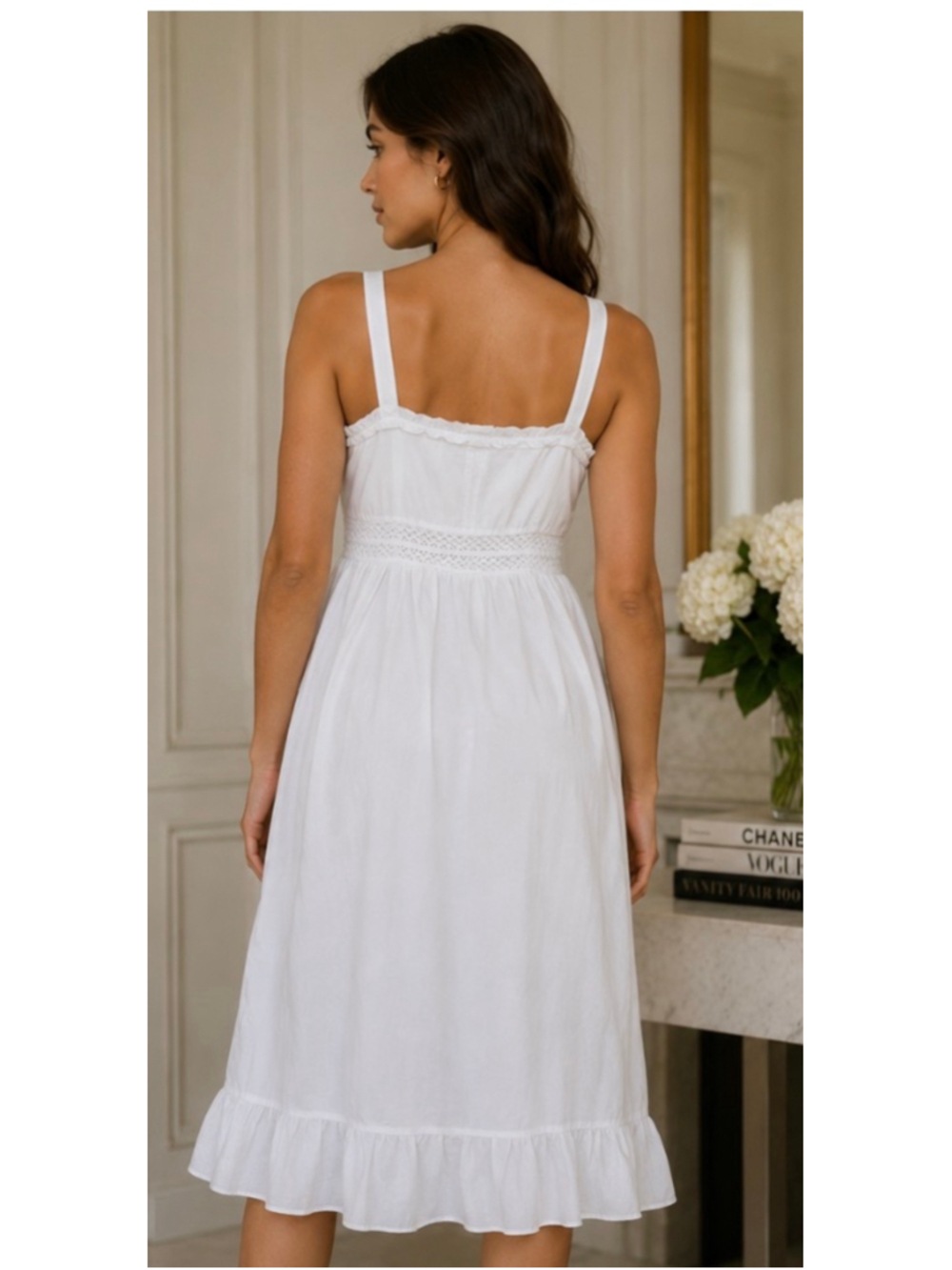 Vintage Never Worn Laura Ashley White Midi Dress Size XL Boho Feminine - Picture 2 of 9